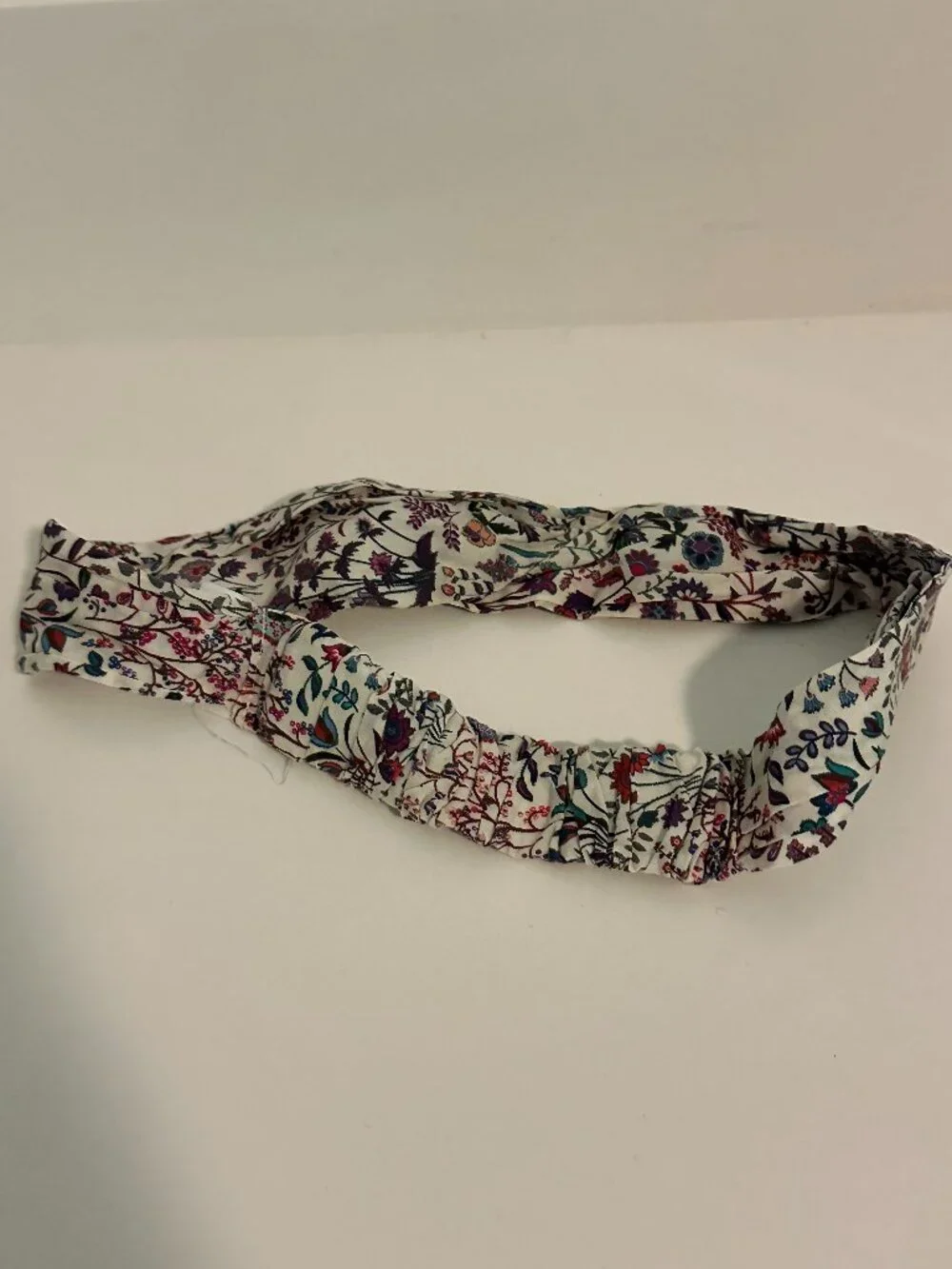 J.Crew Floral Twist Headband Ivory Multicolor Elastic Back
